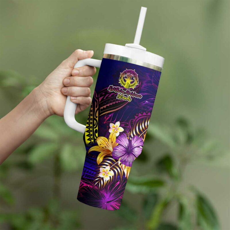 Northern Mariana Islands Custom Stanley Quencher 40oz Stainless Steel Tumbler With Handle - Threewoofs - Image 3