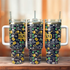 Notre Dame Fighting Irish NCAA Custom Stanley Quencher 40oz Stainless Steel Tumbler With Handle - Threewoofs