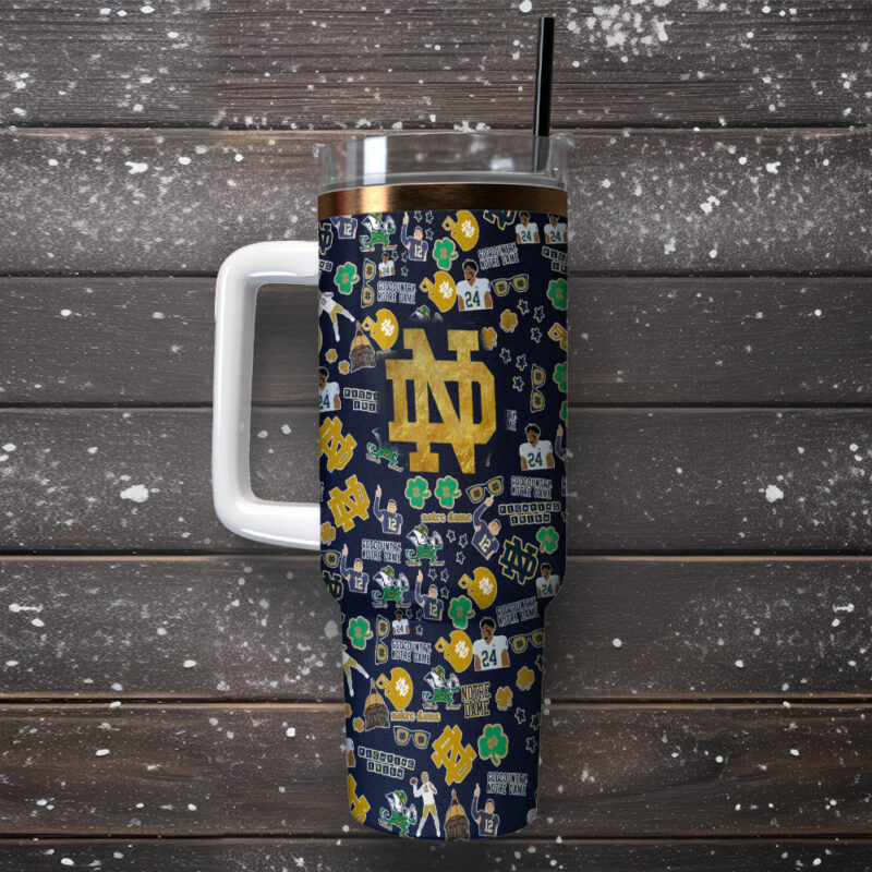 Notre Dame Fighting Irish NCAA Custom Stanley Quencher 40oz Stainless Steel Tumbler With Handle - Threewoofs - Image 2