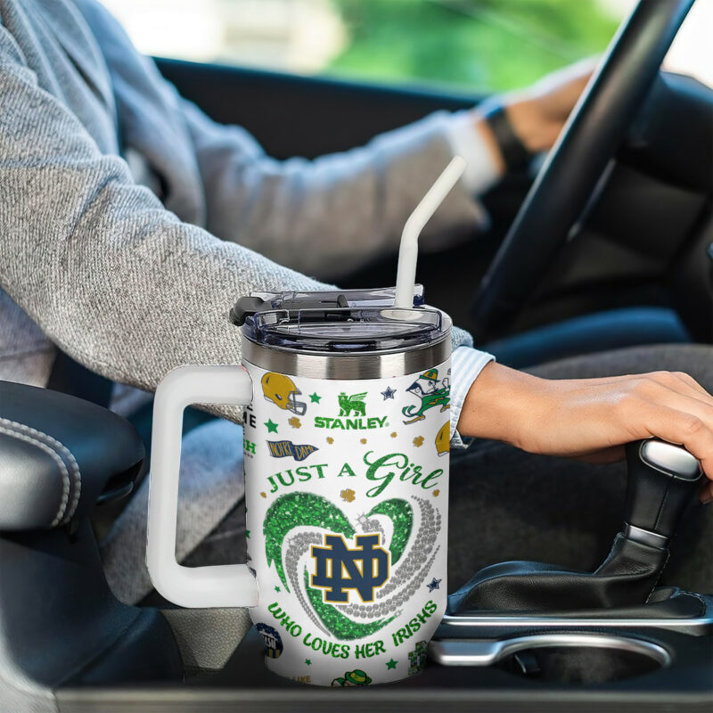 Notre Dame Fighting Irish NCAA Sports Custom Stanley Quencher 40oz Stainless Steel Tumbler With Handle - Threewoofs - Image 4