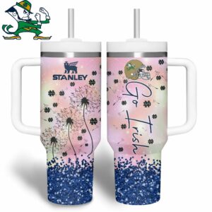 Notre Dame Fighting Irish NCAA Sports Custom Stanley Quencher 40oz Stainless Steel Tumbler With Handle - Threewoofs