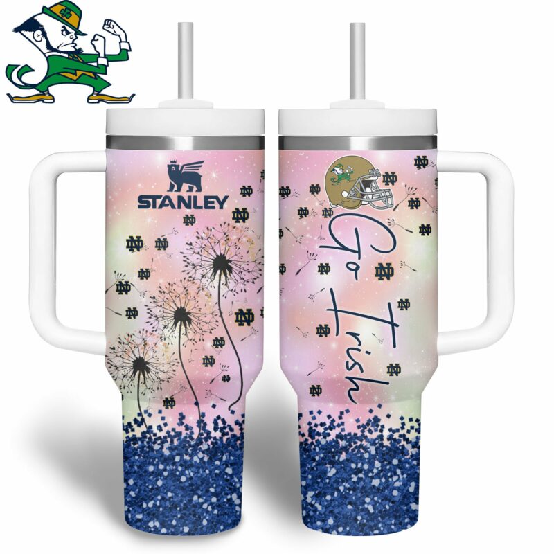 Notre Dame Fighting Irish NCAA Sports Custom Stanley Quencher 40oz Stainless Steel Tumbler With Handle - Threewoofs