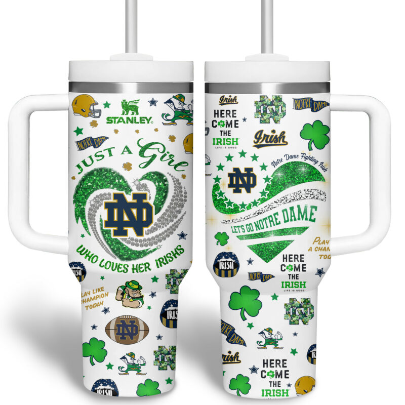 Notre Dame Fighting Irish NCAA Sports Custom Stanley Quencher 40oz Stainless Steel Tumbler With Handle - Threewoofs - Image 6