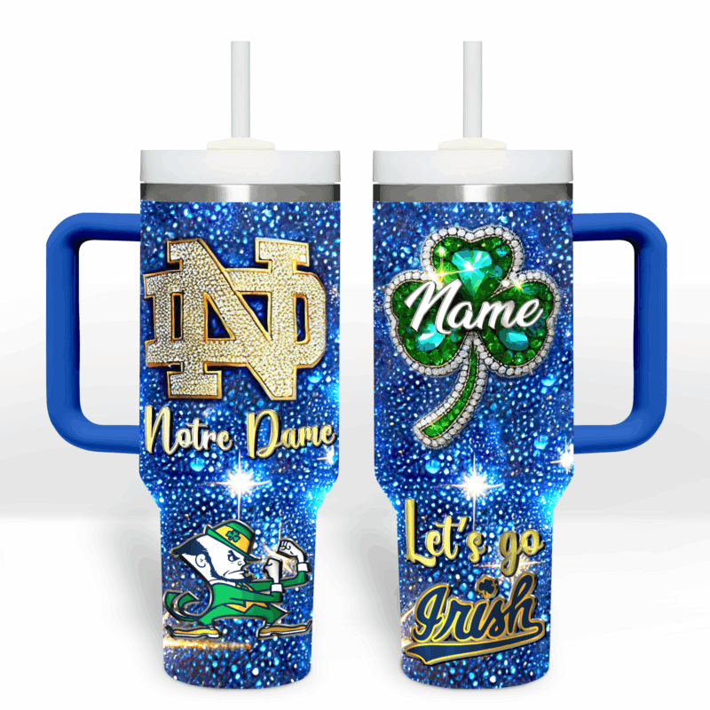 Notre Dame Fighting Irish NCAA Sports Custom Stanley Quencher 40oz Stainless Steel Tumbler With Handle - Threewoofs - Image 2