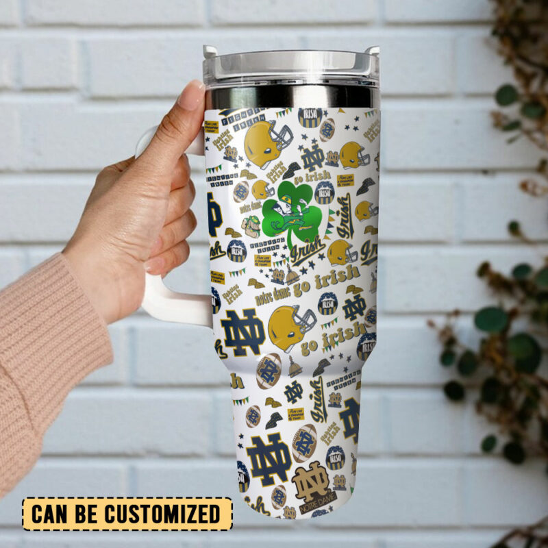 Notre Dame Fighting Irish NCAA Sports Custom Stanley Quencher 40oz Stainless Steel Tumbler With Handle - Threewoofs - Image 3