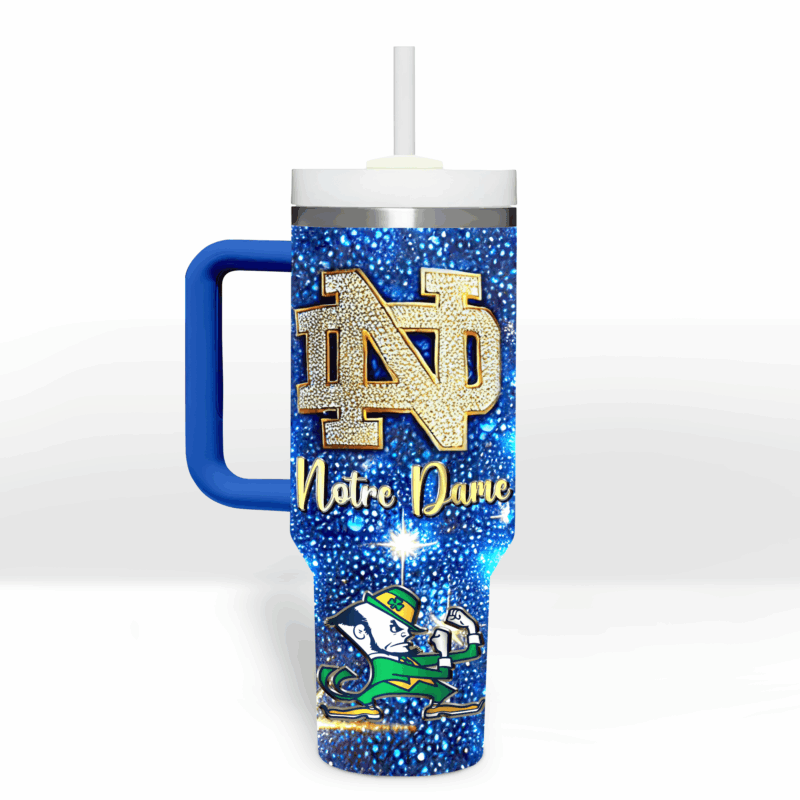 Notre Dame Fighting Irish NCAA Sports Custom Stanley Quencher 40oz Stainless Steel Tumbler With Handle - Threewoofs - Image 4
