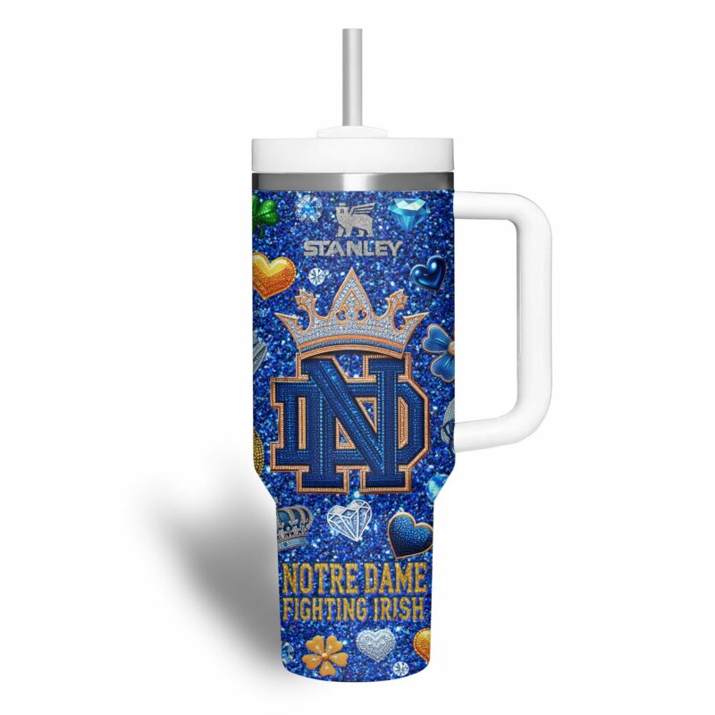 Notre Dame Fighting Irish NCAA Sports Custom Stanley Quencher 40oz Stainless Steel Tumbler With Handle - Threewoofs - Image 3