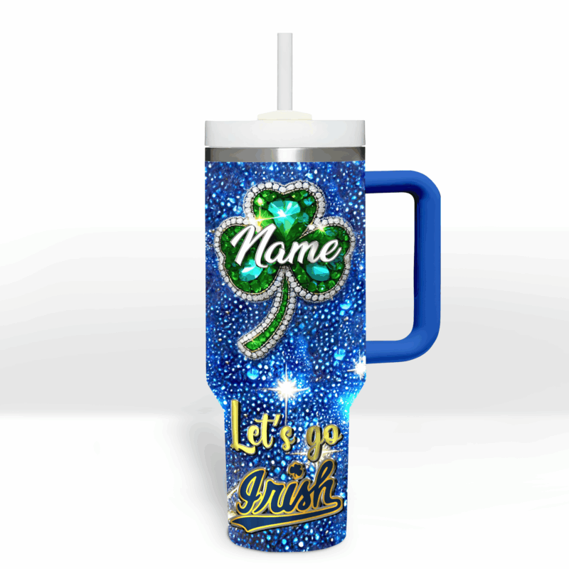 Notre Dame Fighting Irish NCAA Sports Custom Stanley Quencher 40oz Stainless Steel Tumbler With Handle - Threewoofs - Image 3