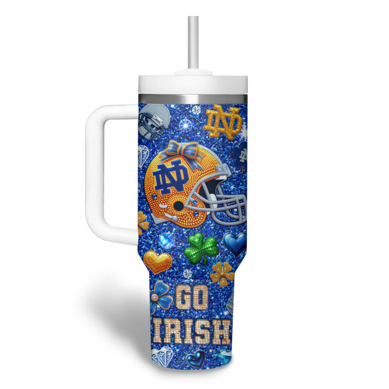 Notre Dame Fighting Irish NCAA Sports Custom Stanley Quencher 40oz Stainless Steel Tumbler With Handle - Threewoofs - Image 4