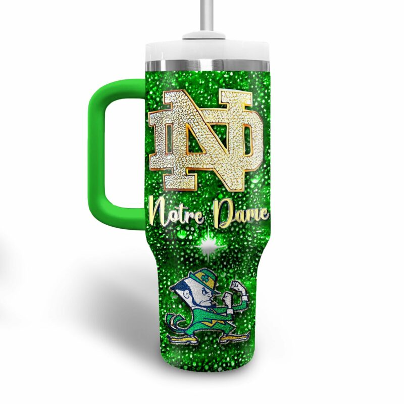 Notre Dame Fighting Irish NCAA Sports Custom Stanley Quencher 40oz Stainless Steel Tumbler With Handle - Threewoofs - Image 2