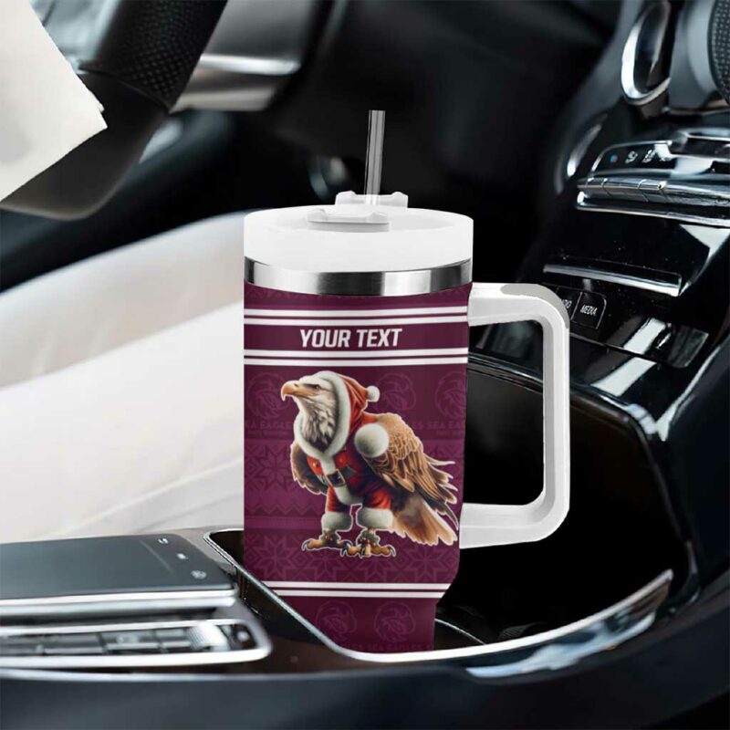 NRL Manly Warringah Christmas with Sea Eagles Mascot Custom Stanley Quencher 40oz Stainless Steel Tumbler With Handle - Threewoofs - Image 8