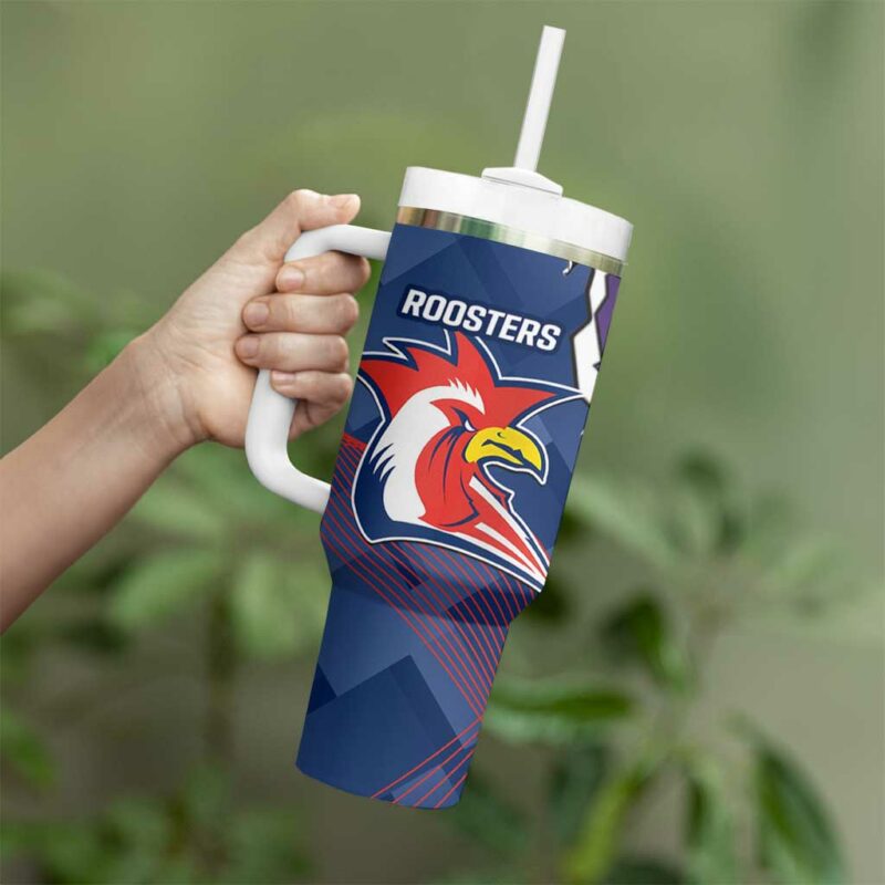 NRL Storm And Roosters Rugby 2024 Go Champions Dynamic Version Custom Stanley Quencher 40oz Stainless Steel Tumbler With Handle - Threewoofs - Image 4