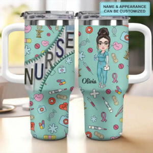Nurse Life Custom Stanley Quencher 40oz Stainless Steel Tumbler With Handle - Threewoofs