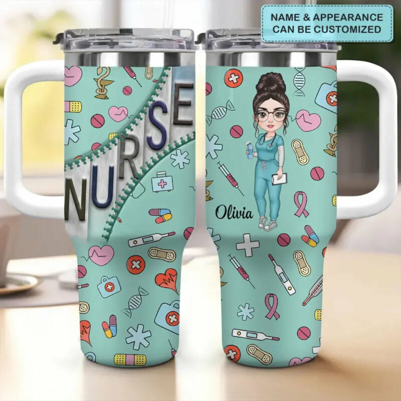 Nurse Life Custom Stanley Quencher 40oz Stainless Steel Tumbler With Handle - Threewoofs