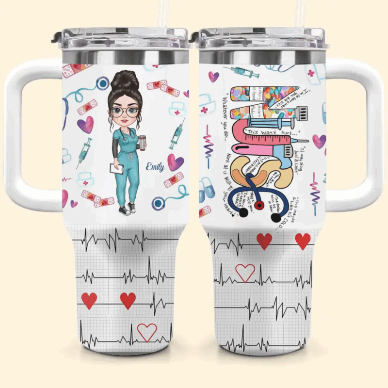 Nurse Life Custom Stanley Quencher 40oz Stainless Steel Tumbler With Handle - Threewoofs