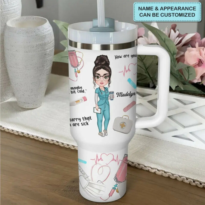 Nurse Life Custom Stanley Quencher 40oz Stainless Steel Tumbler With Handle - Threewoofs - Image 2