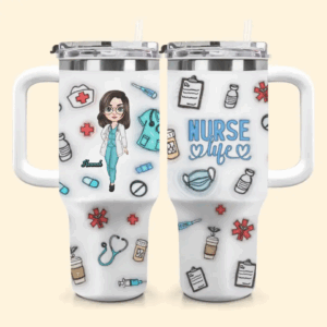 Nurse Life Saving Lives Custom Stanley Quencher 40oz Stainless Steel Tumbler With Handle - Threewoofs