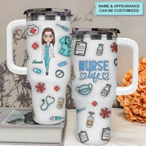 Nurse Life Saving Lives Custom Stanley Quencher 40oz Stainless Steel Tumbler With Handle - Threewoofs