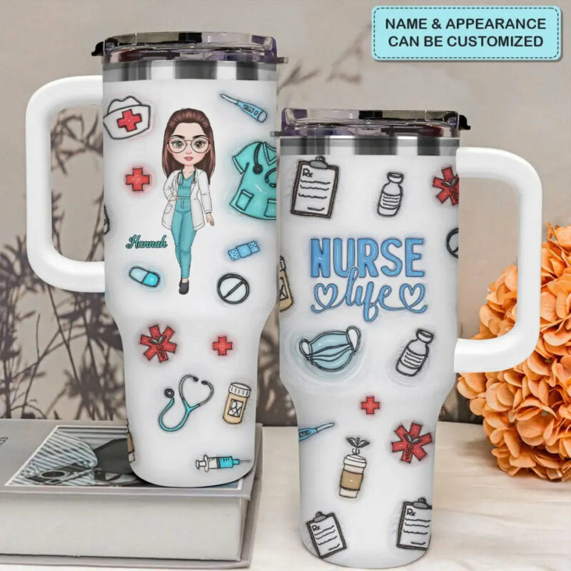 Nurse Life Saving Lives Custom Stanley Quencher 40oz Stainless Steel Tumbler With Handle - Threewoofs