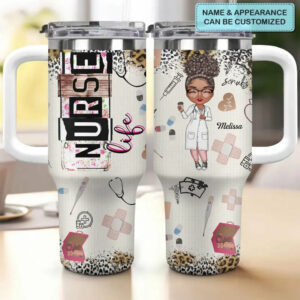 Nurse Life Scrub Custom Stanley Quencher 40oz Stainless Steel Tumbler With Handle - Threewoofs