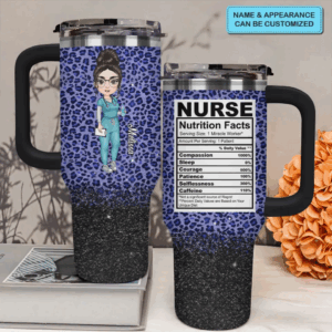 Nurse Nutrition Facts Custom Stanley Quencher 40oz Stainless Steel Tumbler With Handle - Threewoofs