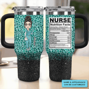 Nurse Nutrition Facts Custom Stanley Quencher 40oz Stainless Steel Tumbler With Handle - Threewoofs
