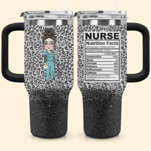 Nurse Nutrition Facts Custom Stanley Quencher 40oz Stainless Steel Tumbler With Handle - Threewoofs