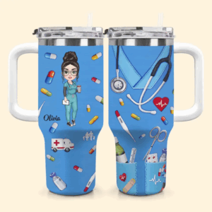 Nurse Scrubs Custom Stanley Quencher 40oz Stainless Steel Tumbler With Handle - Threewoofs