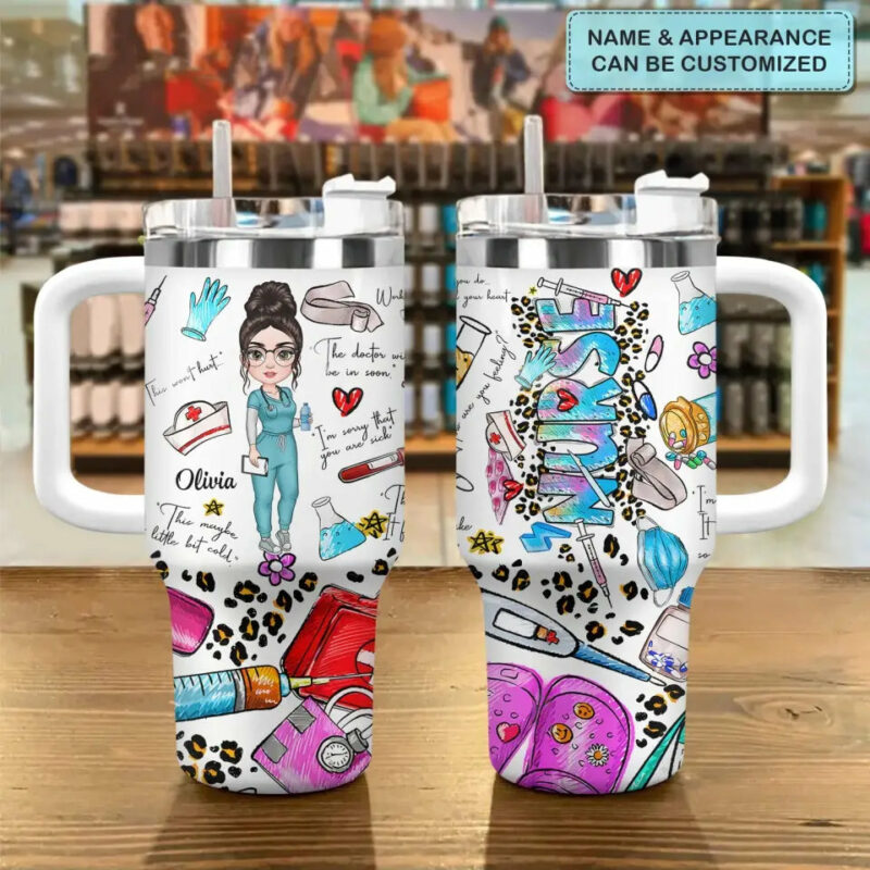 Nurse Scrubs Life Custom Stanley Quencher 40oz Stainless Steel Tumbler With Handle - Threewoofs - Image 2