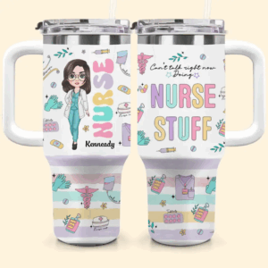 Nurse Stuff Custom Stanley Quencher 40oz Stainless Steel Tumbler With Handle - Threewoofs