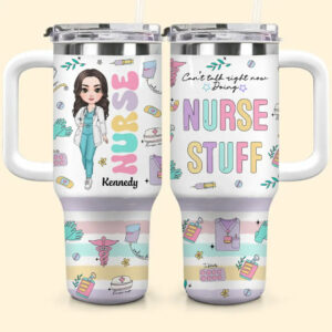 Nurse Stuff Custom Stanley Quencher 40oz Stainless Steel Tumbler With Handle - Threewoofs