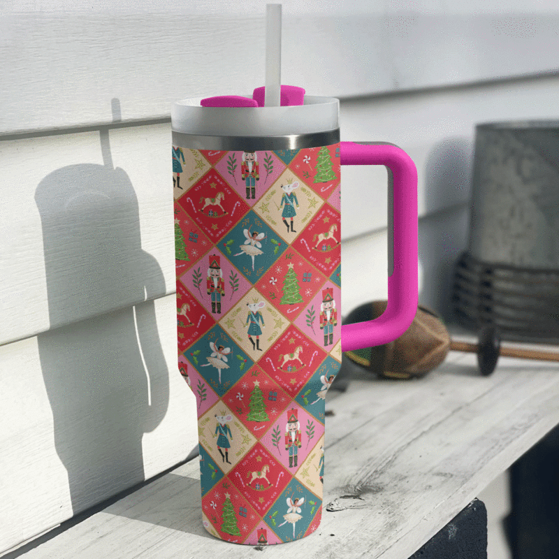 Nutcracker Holiday Cheer Christmas Custom Stanley Quencher 40oz Stainless Steel Tumbler With Handle - Threewoofs - Image 2