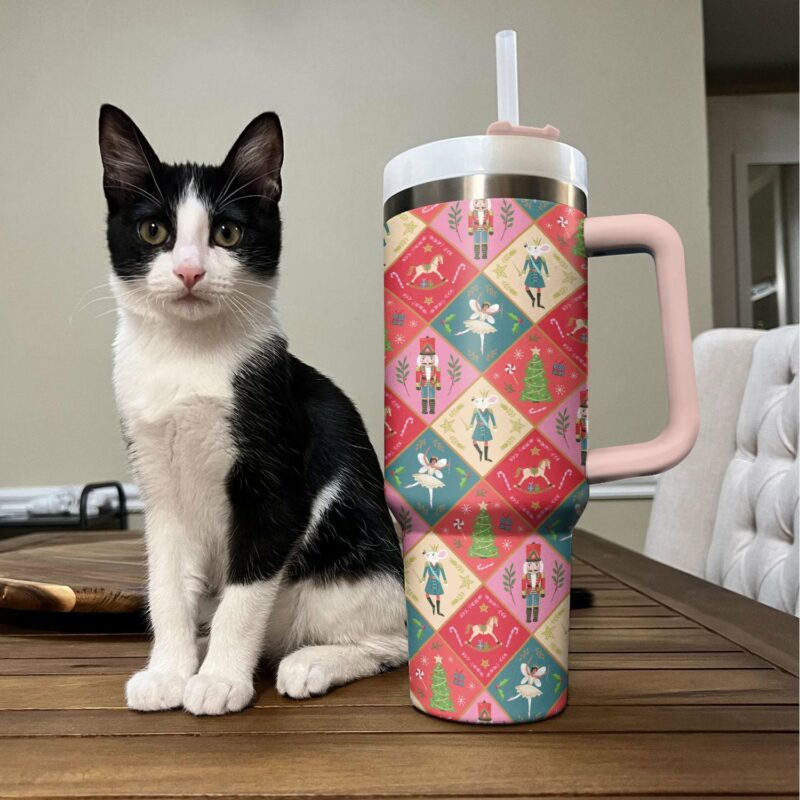Nutcracker Holiday Cheer Christmas Custom Stanley Quencher 40oz Stainless Steel Tumbler With Handle - Threewoofs - Image 3