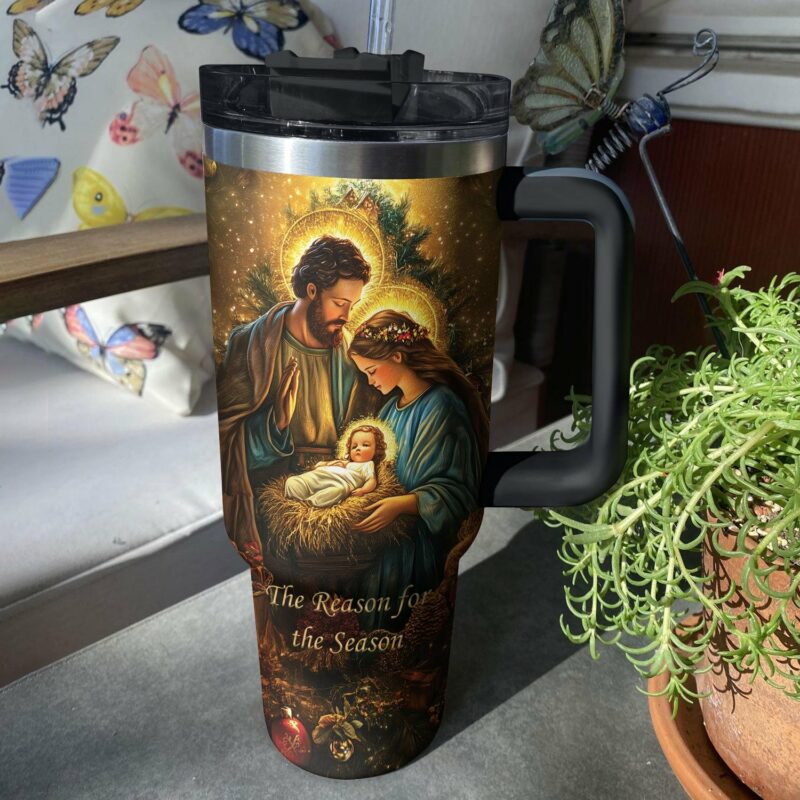O Holy Night Christmas Custom Stanley Quencher 40oz Stainless Steel Tumbler With Handle - Threewoofs - Image 2
