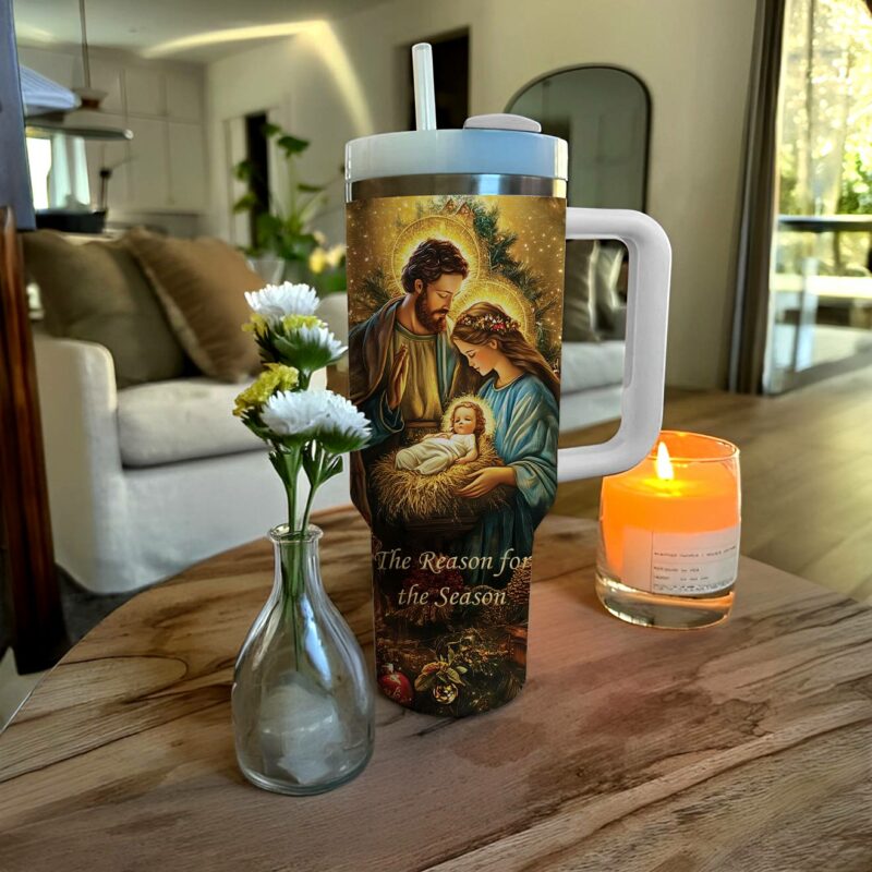 O Holy Night Christmas Custom Stanley Quencher 40oz Stainless Steel Tumbler With Handle - Threewoofs - Image 3