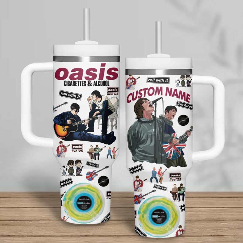 Oasis Music Custom Stanley Quencher 40oz Stainless Steel Tumbler With Handle - Threewoofs - Image 2