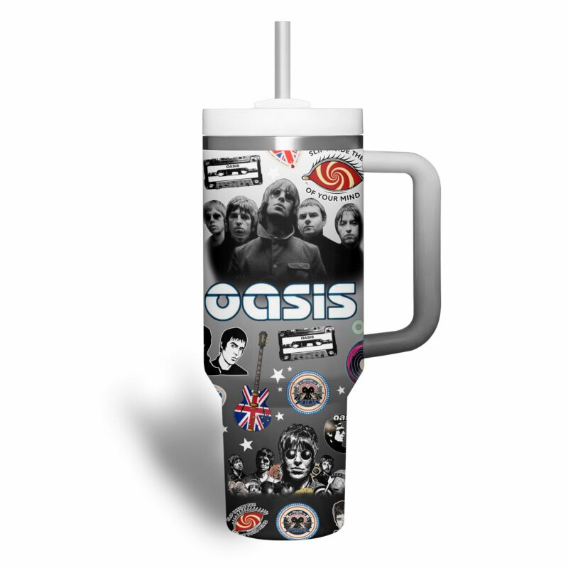 Oasis Music Custom Stanley Quencher 40oz Stainless Steel Tumbler With Handle - Threewoofs - Image 3