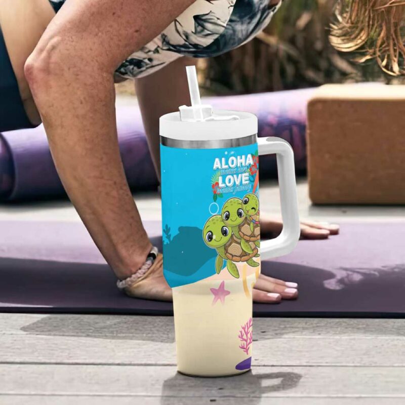 Ohana Hawaii Kawaii Family Turtle Custom Stanley Quencher 40oz Stainless Steel Tumbler With Handle - Threewoofs - Image 6