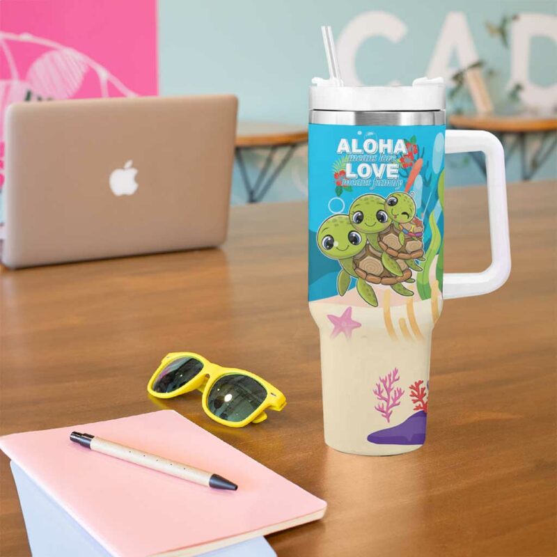 Ohana Hawaii Kawaii Family Turtle Custom Stanley Quencher 40oz Stainless Steel Tumbler With Handle - Threewoofs - Image 5
