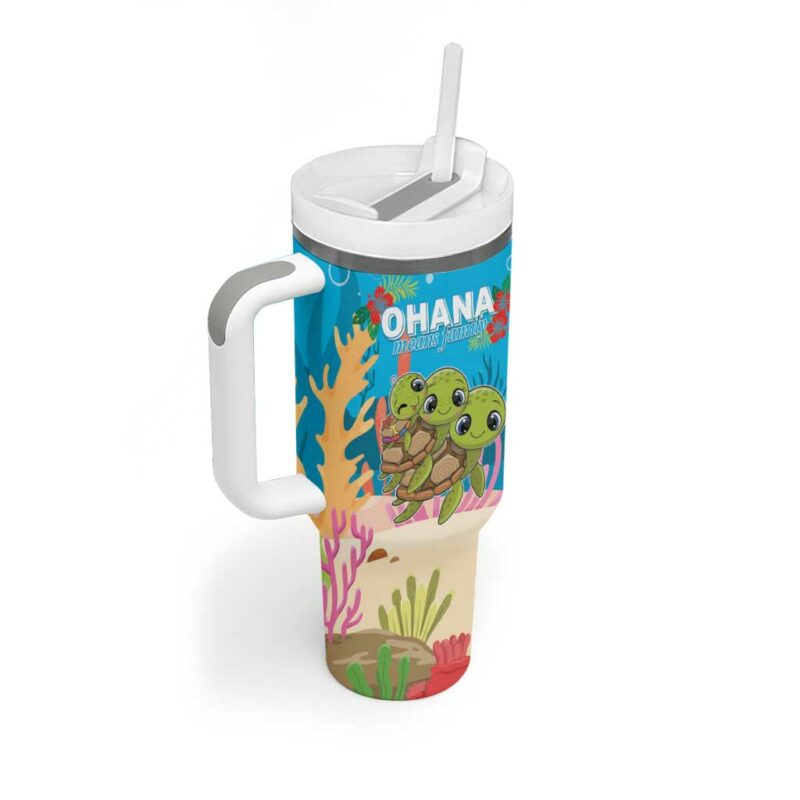 Ohana Hawaii Kawaii Family Turtle Custom Stanley Quencher 40oz Stainless Steel Tumbler With Handle - Threewoofs - Image 2