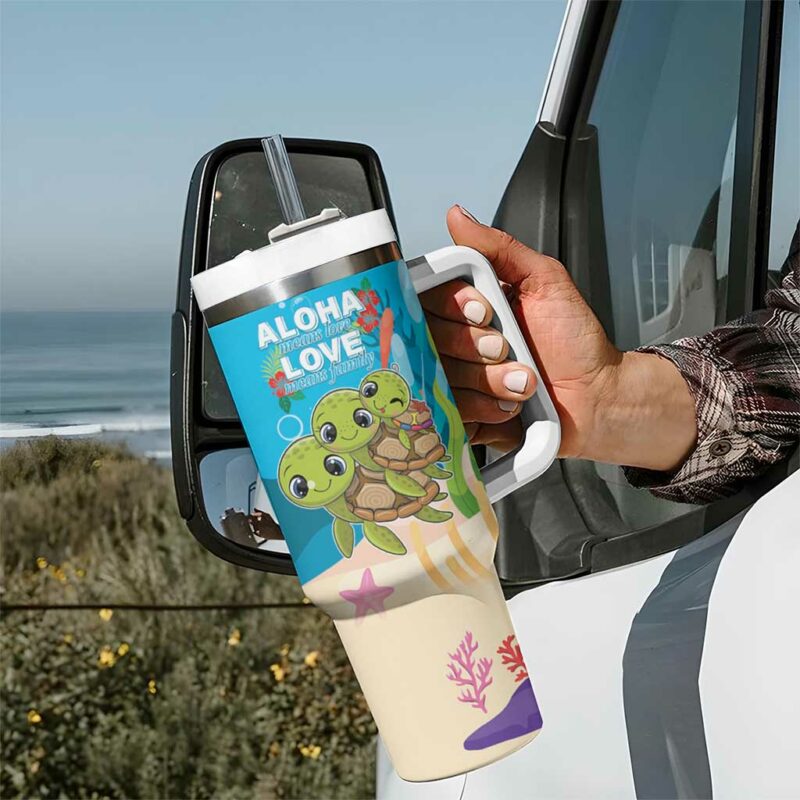Ohana Hawaii Kawaii Family Turtle Custom Stanley Quencher 40oz Stainless Steel Tumbler With Handle - Threewoofs - Image 7
