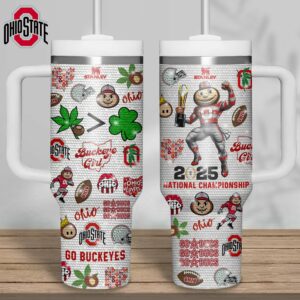Ohio State Buckeyes NCAA Sports Custom Stanley Quencher 40oz Stainless Steel Tumbler With Handle - Threewoofs