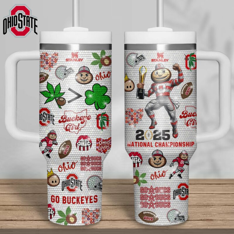 Ohio State Buckeyes NCAA Sports Custom Stanley Quencher 40oz Stainless Steel Tumbler With Handle - Threewoofs