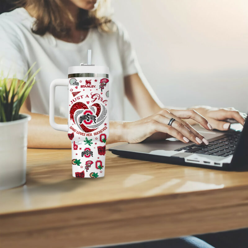 Ohio State Buckeyes NCAA Sports Custom Stanley Quencher 40oz Stainless Steel Tumbler With Handle - Threewoofs - Image 2