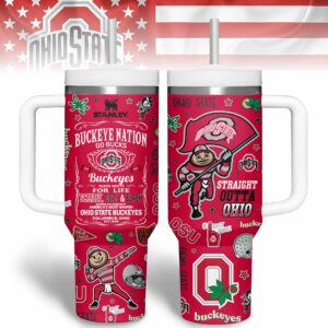 Ohio State Buckeyes NCAA Sports Custom Stanley Quencher 40oz Stainless Steel Tumbler With Handle - Threewoofs