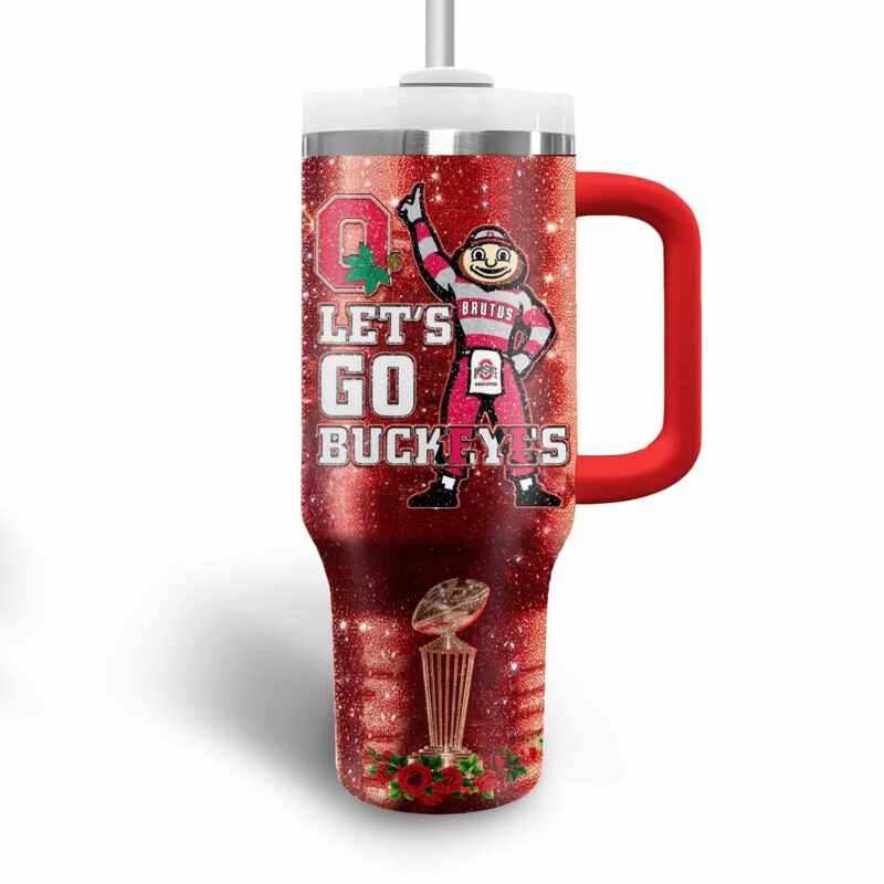Ohio State Buckeyes NCAA Sports Custom Stanley Quencher 40oz Stainless Steel Tumbler With Handle - Threewoofs - Image 2