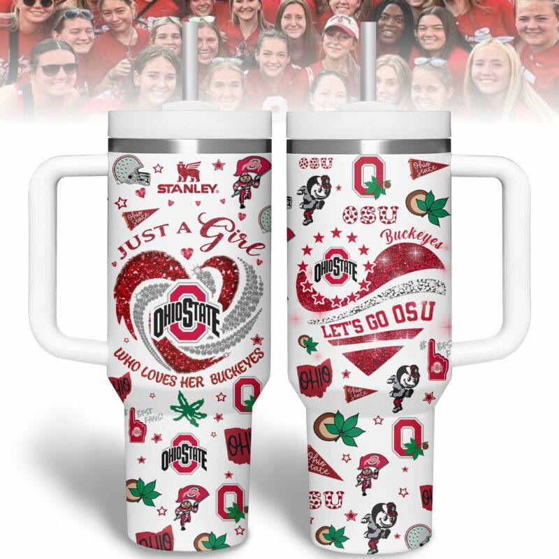 Ohio State Buckeyes NCAA Sports Custom Stanley Quencher 40oz Stainless Steel Tumbler With Handle - Threewoofs