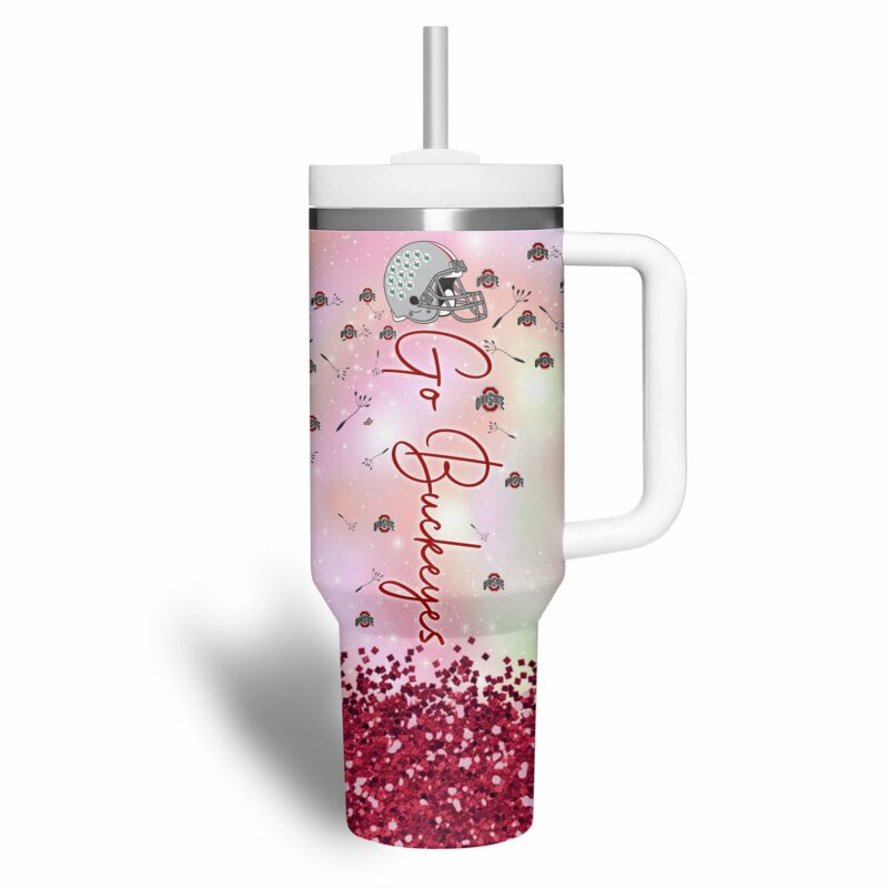 Ohio State Buckeyes NCAA Sports Custom Stanley Quencher 40oz Stainless Steel Tumbler With Handle - Threewoofs - Image 2