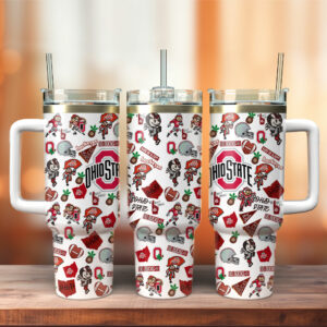 Ohio State Buckeyes NCAA Sports Custom Stanley Quencher 40oz Stainless Steel Tumbler With Handle - Threewoofs