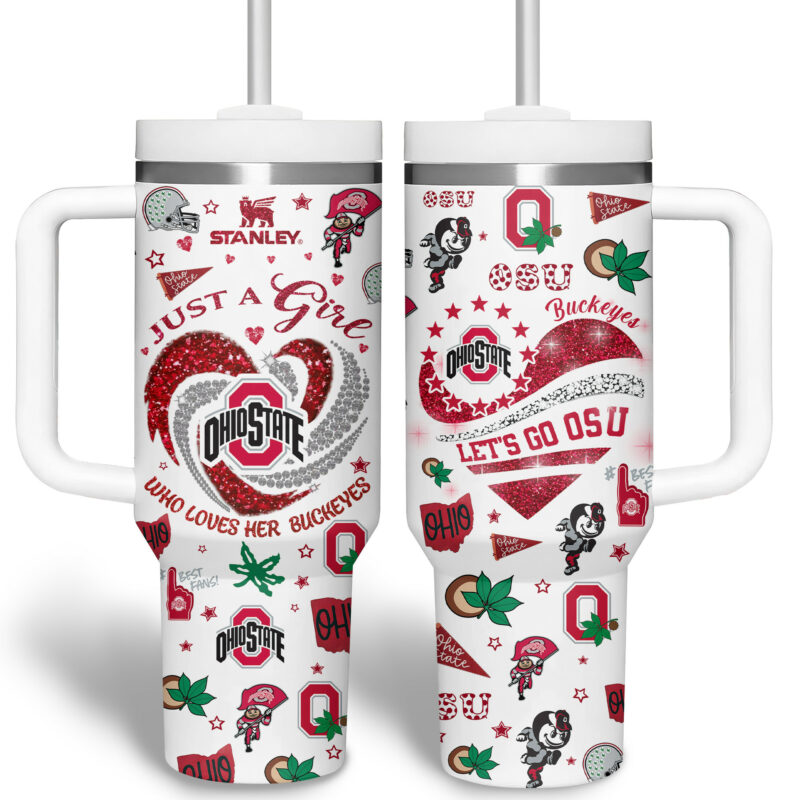 Ohio State Buckeyes NCAA Sports Custom Stanley Quencher 40oz Stainless Steel Tumbler With Handle - Threewoofs - Image 6